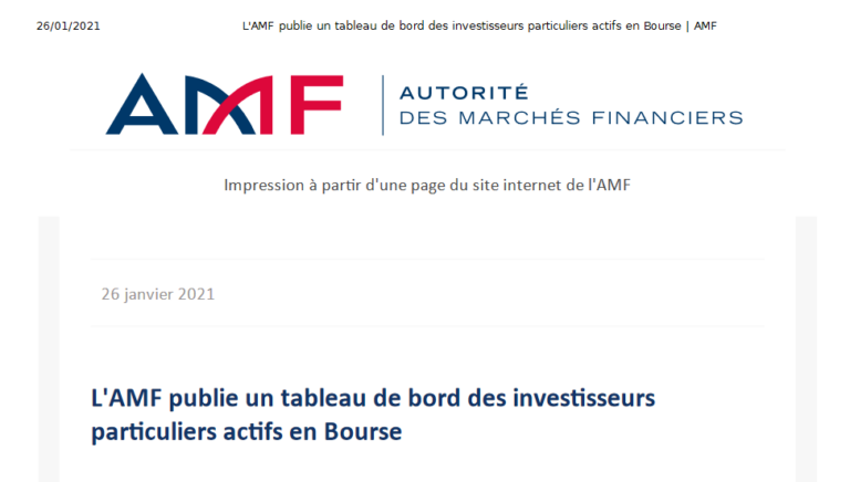 L'AMF Publie Un Tableau De Bord Des Investisseurs Particuliers Actifs ...