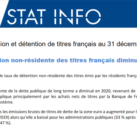 La Banque de France fait le bilan de l’émission et de la détention de titres français au dernier trimestre 2020